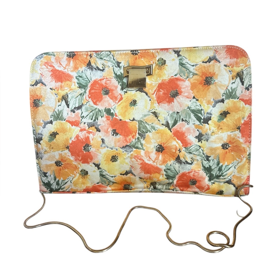 Costablanca Colorful Floral Clutch with Gold Accents